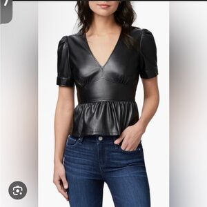 PAIGE Black Faux Leather rue top
